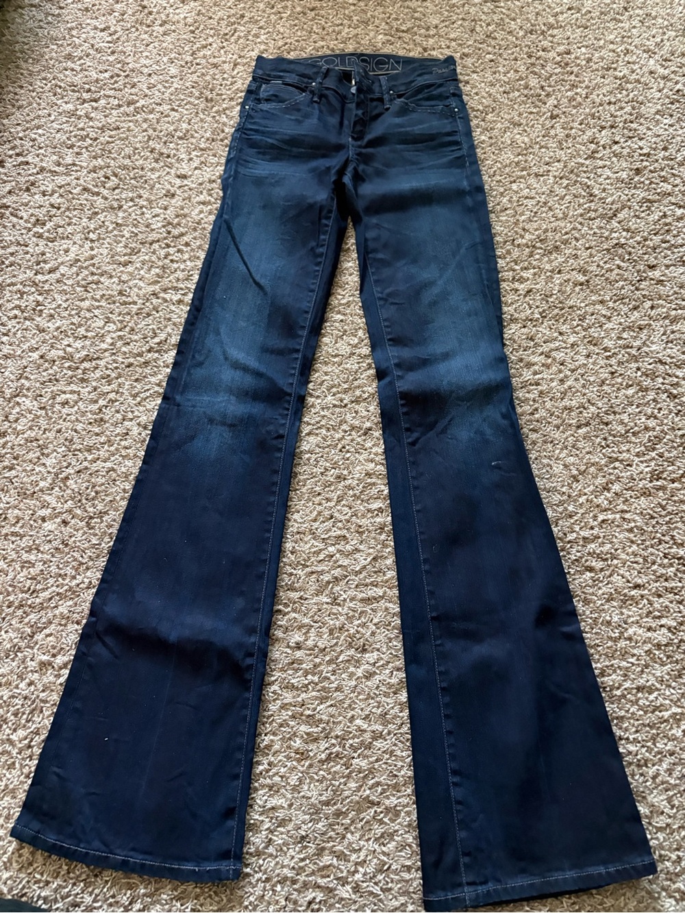 Goldsign Dark Blue Wide Leg Jeans